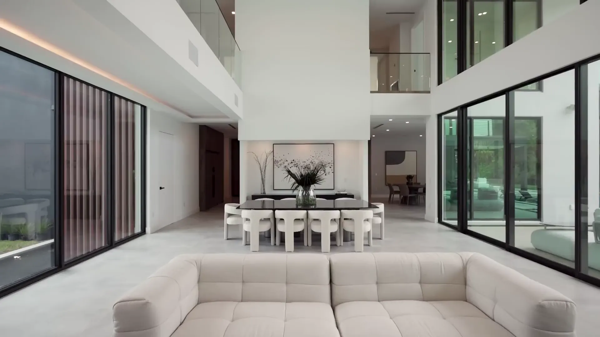 Double-height living room of a luxury modern home